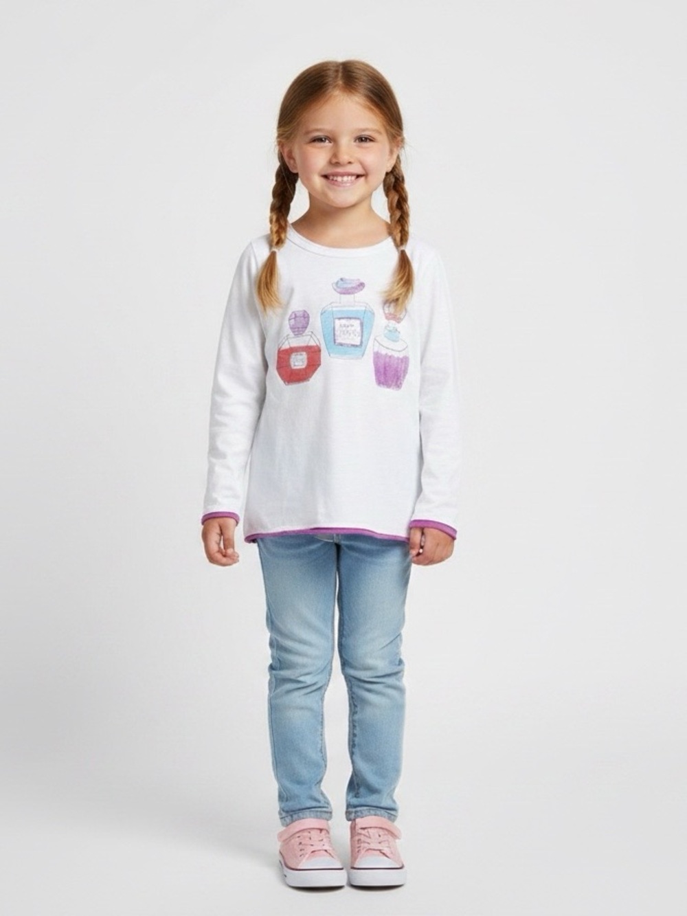Girls Pumpkin Patch long sleeve white cotton shirt